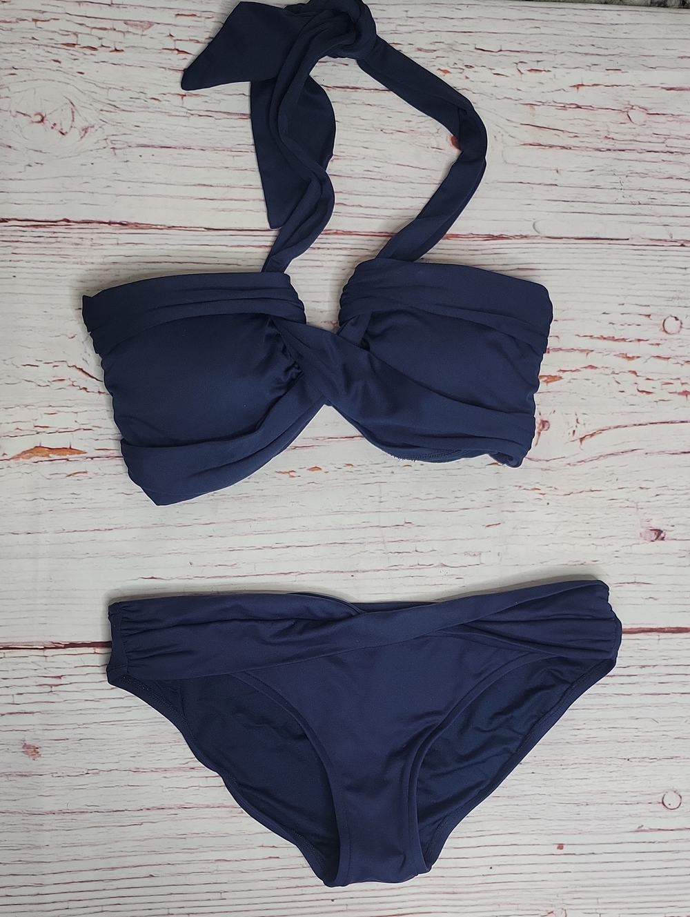 Seafolly Navy Halter Bandeau Bikini US Size 8 - Picture 5 of 11
